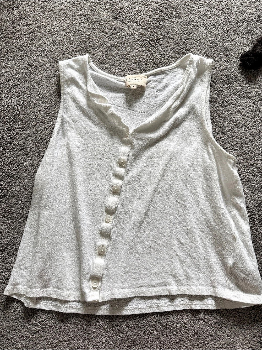 Sézane White Button Front Tank Top Size Medium Like New